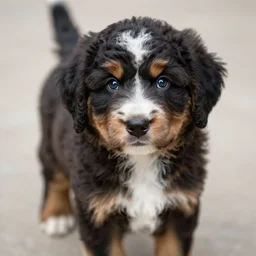 Bernedoodle puppy with huge eyes