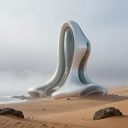 surreal futuristic exploration in iceland beach, bioremediation architecture in the desert, foggy, highly detailed, digital painting, arstation, concept art, hyperealistic octane render, unreal engine,