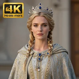 beautiful nordic queen with ornate cloak and crown, highly detailed, 4k, HDR, smooth, sharp focus, hyper realistic, high resolution, award-winning photo