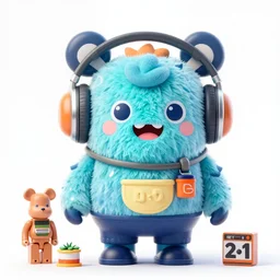 a cute funny monster wearing a cool headset garage kit, by mohamed chahin, artstation, mandkaws, bearbrick, bt 2 1,