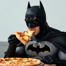 batman eating pizza
