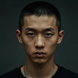 chinese boy with buzz cut, cinematic art