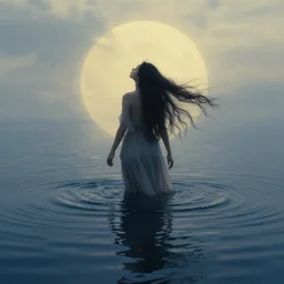 Infinite in mystery is the gift of the goddess. We seek it thus and take to the sky. Ripples form over the water's surface. The wandering soul knows no rest.