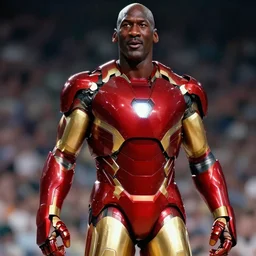 Michael Jordan wearing an iron man suit, marvel,