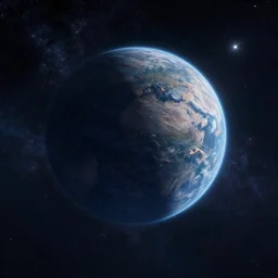 a hyperrealist concept art of in the universe surrounded by the starry sky with the planet by the side, 4 k, in detail