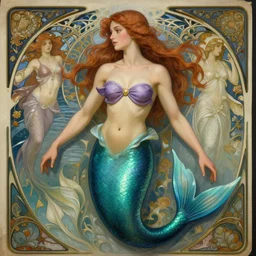 a beautiful mermaid, accurate anatomy, only two hands, highly detailed, digital painting, artstation, concept art, smooth, sharp focus, illustration, Unreal Engine 5, 8K, art by Ross Tran and greg rutkowski and alphonse Mucha and michelangelo