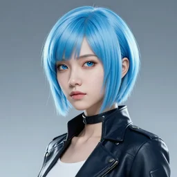 a hologram of joi the short light blue haired girl from blade runner 2 0 4 9