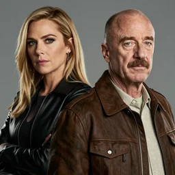saul goodman and Kim wexler in bladerunner, portrait, realistic, hyperrealistic, 4k resolution, 8k resolution, Quality, highly detailed, very detailed, detail studio quality lighting, dramatic lighting, re life