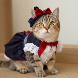 cat wearing napolean dress