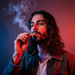 portrait photography, jesus smoking a blunt, colorful, drmatic lighting