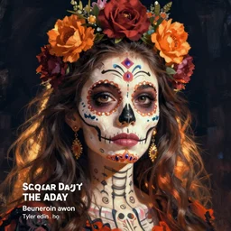 Illustration of a sugar skull day of the dead girl, art by tyler edlin