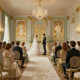 beautiful room for a wedding ceremony, path traced, highly detailed, high quality, digital painting, alena aenami, lilia alvarado, shinji aramaki, karol bak, alphonse mucha, tom bagshaw