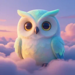 pareidolia pareidolia fluorescent soft pleasing - palette friendly colossal gentle friendly giant mystical spirit owl - inspired waifish fledgling sprite princess of the turbulent wind, eyes, character portrait, close - up, pleasing palette, undulating nebulous sunset clouds adorable, idyllic cumulonimbus matte painting from fantasia pastel from fantasia ( 1 9 4 1 )