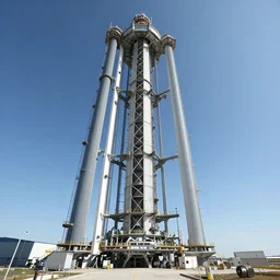 A view of the space elevator megastructure from the ground, massive scale