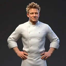 gordon ramsay in a chef uniform, a 3 d render by senior character artist, an ambient occlusion render by senior character artist, featured on polycount, featured on zbrush central, new sculpture, zbrush, sketchfab, ultradetailed, hard surface modeling, ambient occlusion, polycount