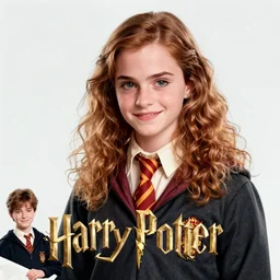 young emma watson as hermione in harry potter, by atey ghailan, by greg rutkowski, by greg tocchini, by james gilleard, by joe fenton, by kaethe butcher, by ive freya, by ashley wood, dynamic lighting, gradient light blue, brown, blonde cream and white color scheme, grunge aesthetic