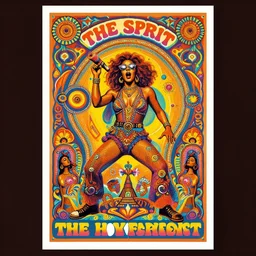 the spirit of the psychedelic movement as a colorful poster from the sixties