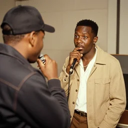 british gentleman lord is listening to local raper, vintage photo