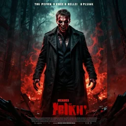 movie poster, zhirinovsky in hell, scary poster in color, poster in 4 k
