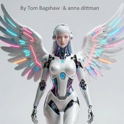 ultra detailed portrait of a futuristic cybernetic angel with neon wings, by tom bagshaw and anna dittman, 5 0 mm lens, perfect eyes and face, biomechanical robot, deep depth of field, artstation, 8 k