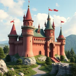 strawberry castle + octane render + highly detailed castle + foundation. app scenery art + we can dream