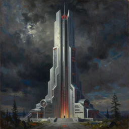 a cyberpunk art deco monument to odin in valhalla, by greg rutkowski and claude monet, oil on canvas.