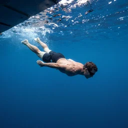 mark e smith swimming deep under the ocean, picture taken from submarine, highly detailed, 4 k
