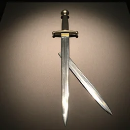 a sword on the ground. ( museum picture )