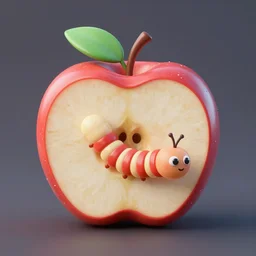 a worm in an apple, 3 d render, blender, unreal engine