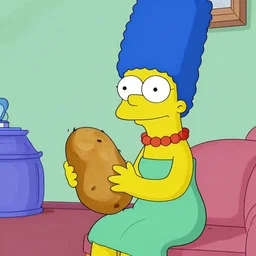 a potato holding marge simpson