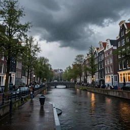 amsterdam during a storm, very realistic, photorealistic, cinematic