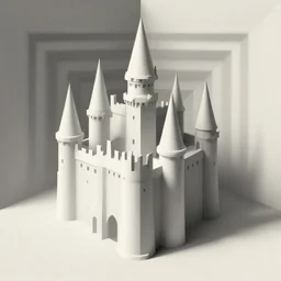 peach's castle, geometric overhaul by mc escher, optical illusion, abstract composition, panoramic shot, liminal space, mushroom kingdom, high contrast, rembrandt lighting, hyperion render, ray - tracing, trending on artstation, 4 k