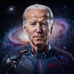 joe biden portrait made out of galaxies, beautiful, cyborg, cinematic comic book art, realistic, highly detailed, octane render