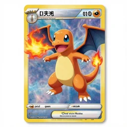 high intricate pokemon card!!!!! of one charmander!!!!!!! breathing fire!!!, neil gaiman!!, ( ( alejandro mirabal ) ), ( ( cory loftis ) ), patryk stefaniak, rebecca hu!!!!, ben mauro, logan preshaw!!!, trending on artstation