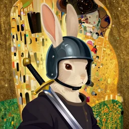 bunny with helmet and sword smooth face median photoshop filter cutout vector behance hd by jesper ejsing, by rhads, makoto shinkai and lois van baarle, ilya kuvshinov, rossdraws, illustration, art by ilya kuvshinov and gustav klimt