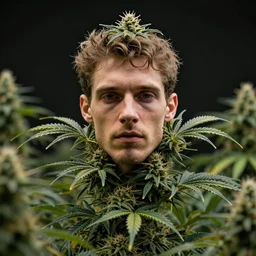 limmy brian limond as cannabis plant, realistic artstyle, wide shot, dramatic lighting, octane render, hyperrealistic, high quality, highly detailed, hd, beautiful, cinematic, 8 k, unreal engine, facial accuracy, symmetrical