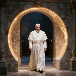 the pope enters a portal that leads to another universe,