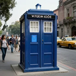 press photo of the tardis in the streets of mexico city