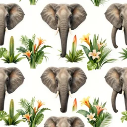 arrangement of jungle flowers plants elephant heads, repeating, tileable, seamless, accurate, 8 k, octane render, unreal engine, rebecca alred, melissa sixma, ingrid johnson, paige spearin, avantika subramanian, deepak yadav, abbey holden