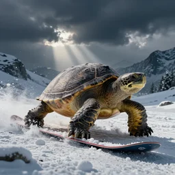 giant turtles snow boarding