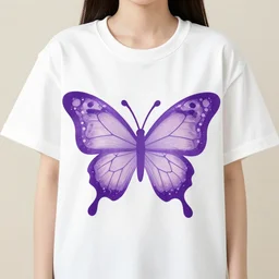 cute purple butterfly design on a t - shirt