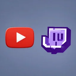 youtube logo fighting twitch logo, digital art