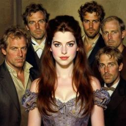 a portrait of a cute fantasy girl, anne hathaway, by frank frazetta, larry elmore, jeff easley and ross tran