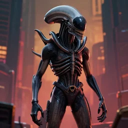 dr manhattan as the xenomorph by ralph horsley, rossdraws, matte painting, stylized background, cinematic lighting, maya, pixar, unreal engine, artstation