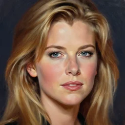closeup portrait of olivia newton john at age 3 0 years, evening, highly detailed and realistic oil painting, vladimir volegov, artstation