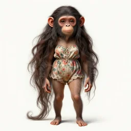 cute australopithecus woman with a beautiful face and eyes, long hair, wearing a flowery romper, long legs, fantasy, intricate, full body shot, sexy, highly detailed, digital painting, artstation, concept art, wallpaper, smooth, sharp focus, realistic photo by artgerm and greg rutkowski and alphonse mucha
