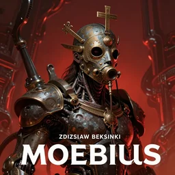 concept art by zdizslaw beksinski and moebius, a infernal biomechanical man with religious ceremonial breathing mask designed by h. r. giger, scifi, detailed and intricate environment, reddish lighting, book cover, highly detailed portrait, digital painting, artstation, concept art, smooth, sharp focus illustration, artstation hq