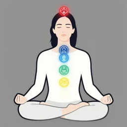 character portrait of Russell Brand meditating with eyes closed, chakras, minimalist, digital art 4k
