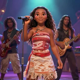 Moana as the lead singer of a black metal band. HQ, 4k, Disney