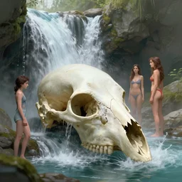 the flow of the waterfall is what forms the animal's fresh skull, by greg rutkowski, chris tulloch mccabe, valentina remenar and asher duran, digital art, concept art, trending on artstation